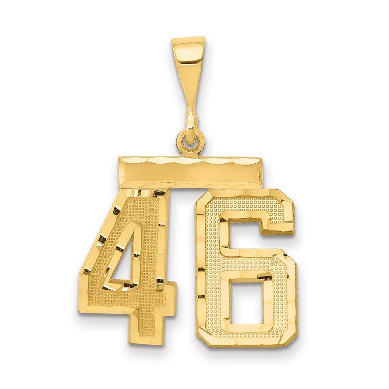 Key - shaped pendants, often symbolizing unlocking opportunities 14K Yellow Gold, Varsity Collection, Medium D/C Pendant Number 46 Key - shaped pendants, often symbolizing unlocking opportunities 14K Yellow Gold, Varsity Collection, Medium D/C Pendant Number 46