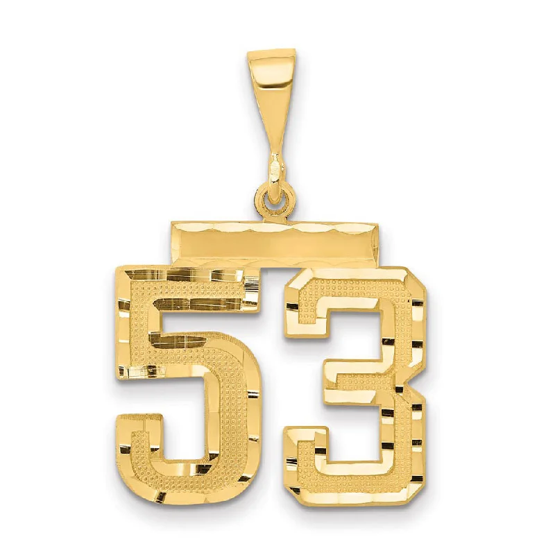 Pendant with a zodiac symbol for personalized astrology - themed jewelry 14K Yellow Gold, Varsity Collection, Medium D/C Pendant Number 53 Pendant with a zodiac symbol for personalized astrology - themed jewelry 14K Yellow Gold, Varsity Collection, Medium D/C Pendant Number 53