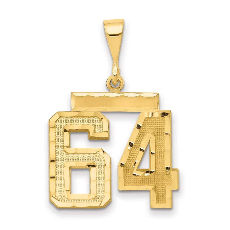 Pendant with a zodiac symbol for personalized astrology - themed jewelry 14K Yellow Gold, Varsity Collection, Medium D/C Pendant Number 64 Pendant with a zodiac symbol for personalized astrology - themed jewelry 14K Yellow Gold, Varsity Collection, Medium D/C Pendant Number 64