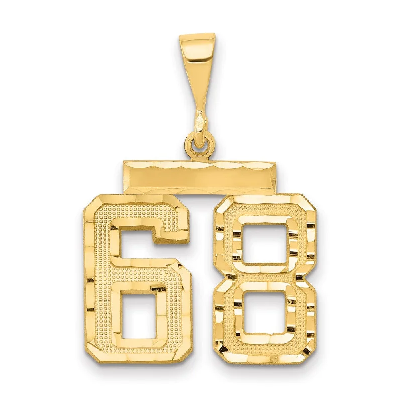 Key - shaped pendants, often symbolizing unlocking opportunities 14K Yellow Gold, Varsity Collection, Medium D/C Pendant Number 68 Key - shaped pendants, often symbolizing unlocking opportunities 14K Yellow Gold, Varsity Collection, Medium D/C Pendant Number 68
