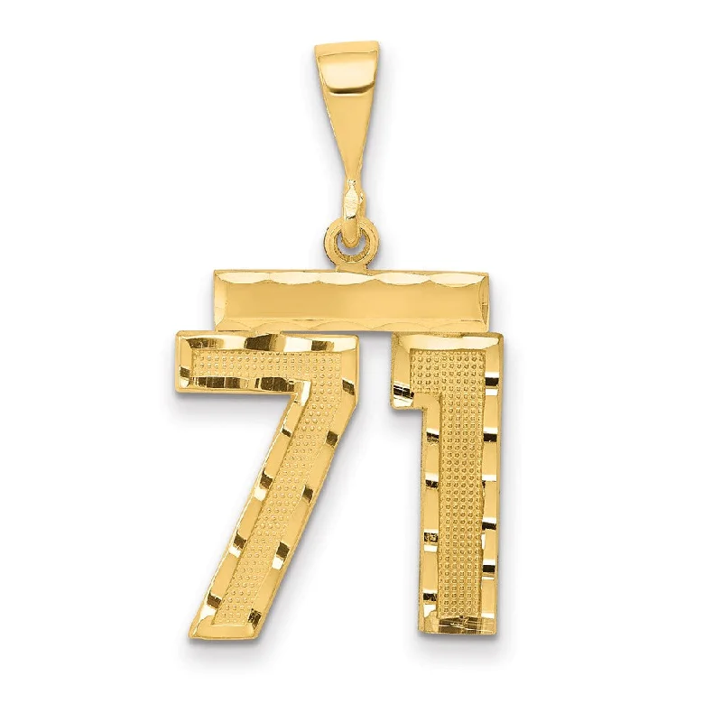 Pendant with a fringe for added texture and movement 14K Yellow Gold, Varsity Collection, Medium D/C Pendant Number 71 Pendant with a fringe for added texture and movement 14K Yellow Gold, Varsity Collection, Medium D/C Pendant Number 71