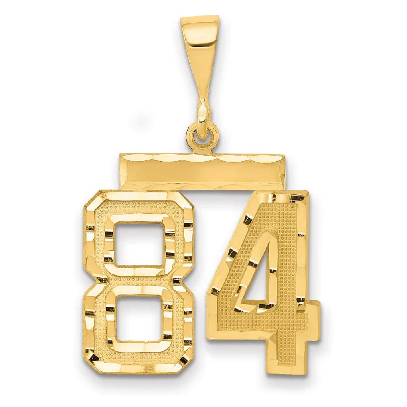 Pendant with a tassel for a bohemian and trendy style 14K Yellow Gold, Varsity Collection, Medium D/C Pendant Number 84 Pendant with a tassel for a bohemian and trendy style 14K Yellow Gold, Varsity Collection, Medium D/C Pendant Number 84