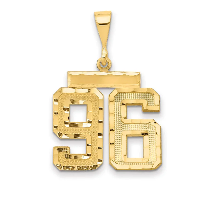 Jade pendants, symbolizing luck and prosperity in Asian cultures 14K Yellow Gold, Varsity Collection, Medium D/C Pendant Number 96 Jade pendants, symbolizing luck and prosperity in Asian cultures 14K Yellow Gold, Varsity Collection, Medium D/C Pendant Number 96