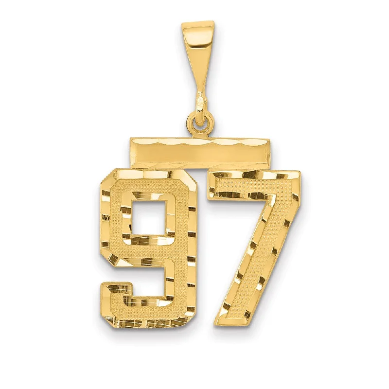 Key - shaped pendants, often symbolizing unlocking opportunities 14K Yellow Gold, Varsity Collection, Medium D/C Pendant Number 97 Key - shaped pendants, often symbolizing unlocking opportunities 14K Yellow Gold, Varsity Collection, Medium D/C Pendant Number 97