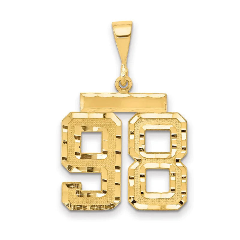 Pendant with a fringe for added texture and movement 14K Yellow Gold, Varsity Collection, Medium D/C Pendant Number 98 Pendant with a fringe for added texture and movement 14K Yellow Gold, Varsity Collection, Medium D/C Pendant Number 98
