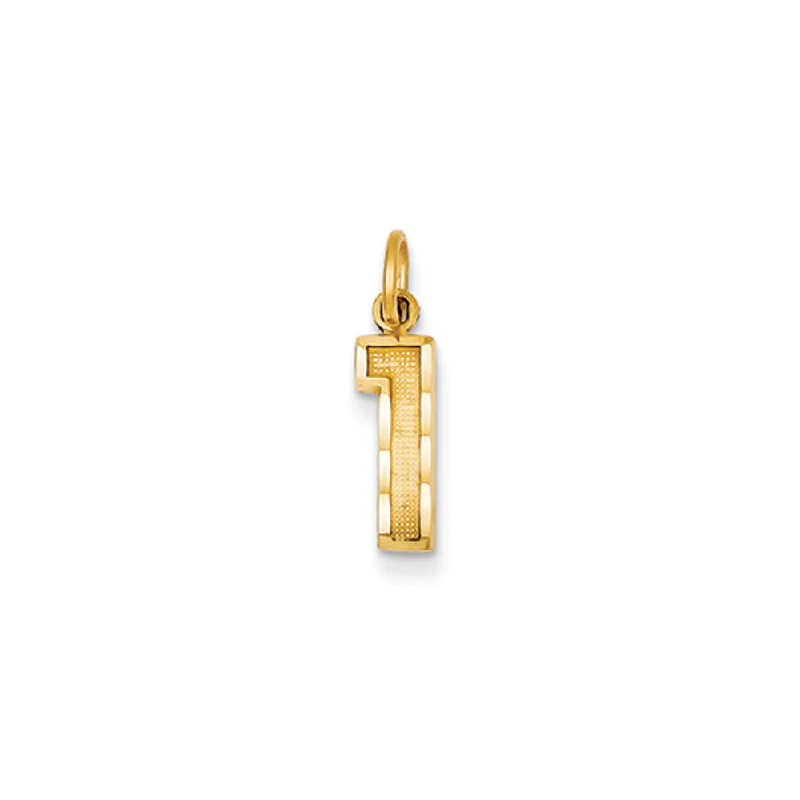 Key - shaped pendants, often symbolizing unlocking opportunities 14k Yellow Gold, Varsity Collection, Small D/C Pendant Number 1 Key - shaped pendants, often symbolizing unlocking opportunities 14k Yellow Gold, Varsity Collection, Small D/C Pendant Number 1