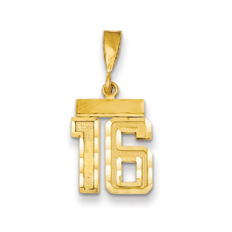 Compass - shaped pendants for a sense of direction 14k Yellow Gold, Varsity Collection, Small D/C Pendant Number 16 Compass - shaped pendants for a sense of direction 14k Yellow Gold, Varsity Collection, Small D/C Pendant Number 16