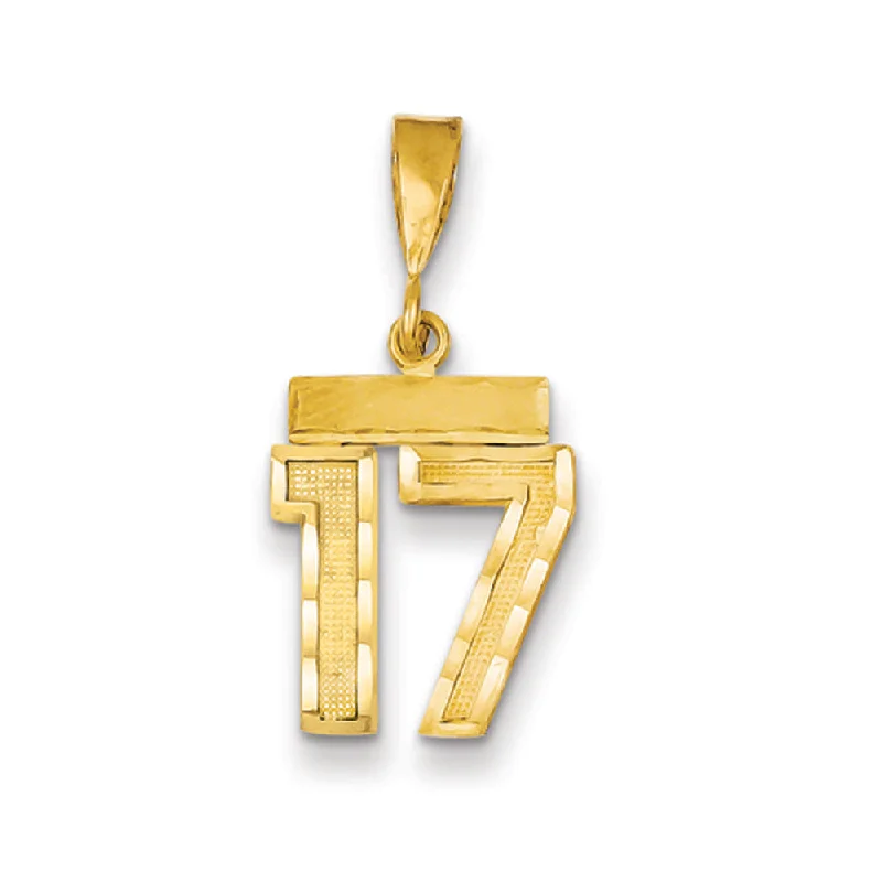 Pendant with a fingerprint - engraved design for a personalized touch 14k Yellow Gold, Varsity Collection, Small D/C Pendant Number 17 Pendant with a fingerprint - engraved design for a personalized touch 14k Yellow Gold, Varsity Collection, Small D/C Pendant Number 17