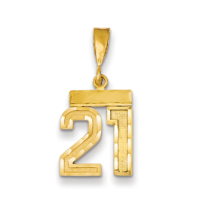 Key - shaped pendants, often symbolizing unlocking opportunities 14k Yellow Gold, Varsity Collection, Small D/C Pendant Number 21 Key - shaped pendants, often symbolizing unlocking opportunities 14k Yellow Gold, Varsity Collection, Small D/C Pendant Number 21