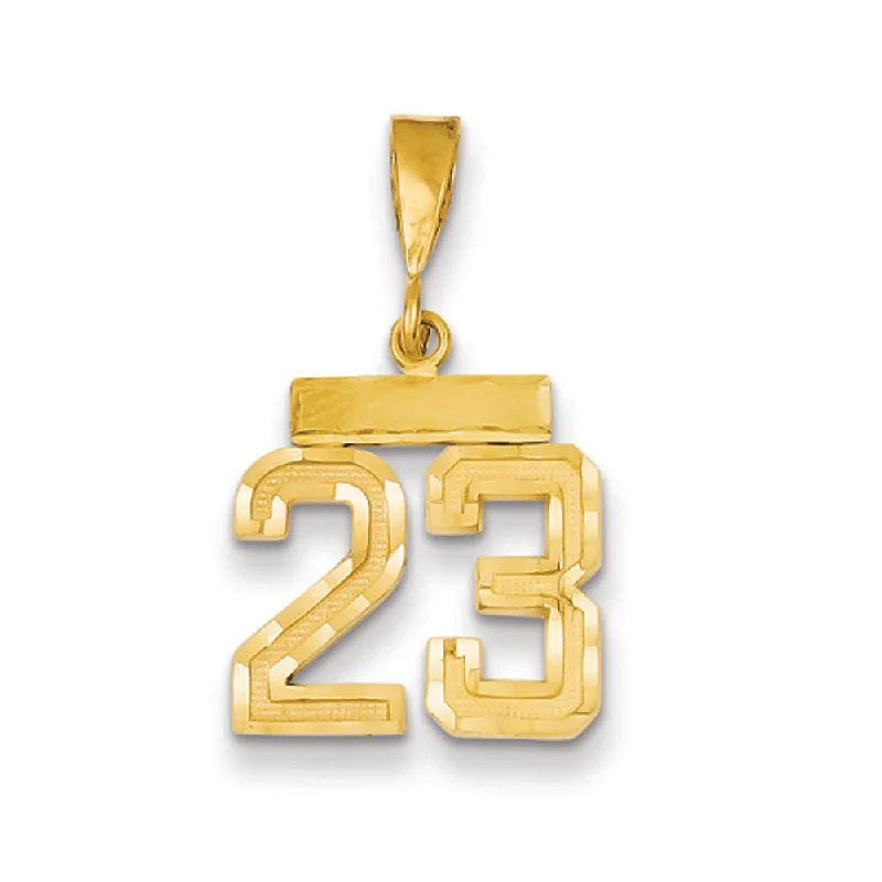 Pendant with a fringe for added texture and movement 14k Yellow Gold, Varsity Collection, Small D/C Pendant Number 23 Pendant with a fringe for added texture and movement 14k Yellow Gold, Varsity Collection, Small D/C Pendant Number 23