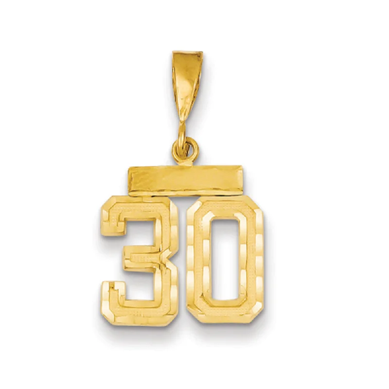 Jade pendants, symbolizing luck and prosperity in Asian cultures 14k Yellow Gold, Varsity Collection, Small D/C Pendant Number 30 Jade pendants, symbolizing luck and prosperity in Asian cultures 14k Yellow Gold, Varsity Collection, Small D/C Pendant Number 30
