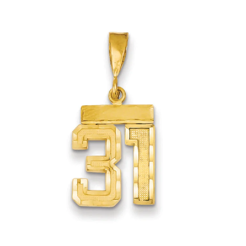 Phoenix - inspired pendants symbolizing rebirth and transformation 14k Yellow Gold, Varsity Collection, Small D/C Pendant Number 31 Phoenix - inspired pendants symbolizing rebirth and transformation 14k Yellow Gold, Varsity Collection, Small D/C Pendant Number 31