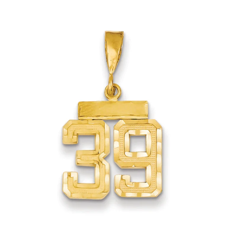 Pendant with a double - sided design for two looks in one 14k Yellow Gold, Varsity Collection, Small D/C Pendant Number 39 Pendant with a double - sided design for two looks in one 14k Yellow Gold, Varsity Collection, Small D/C Pendant Number 39
