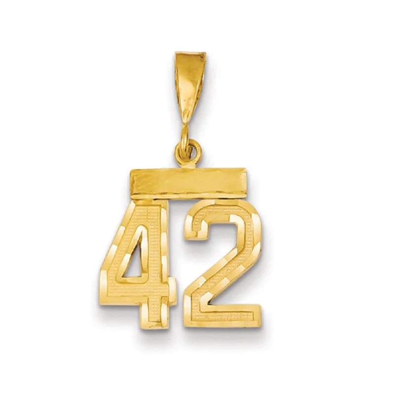 Guitar - pick pendants for guitar enthusiasts 14k Yellow Gold, Varsity Collection, Small D/C Pendant Number 42 Guitar - pick pendants for guitar enthusiasts 14k Yellow Gold, Varsity Collection, Small D/C Pendant Number 42