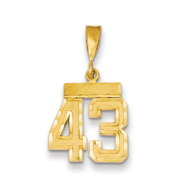 Pendant with a magnetic closure for easy attachment and removal 14k Yellow Gold, Varsity Collection, Small D/C Pendant Number 43 Pendant with a magnetic closure for easy attachment and removal 14k Yellow Gold, Varsity Collection, Small D/C Pendant Number 43