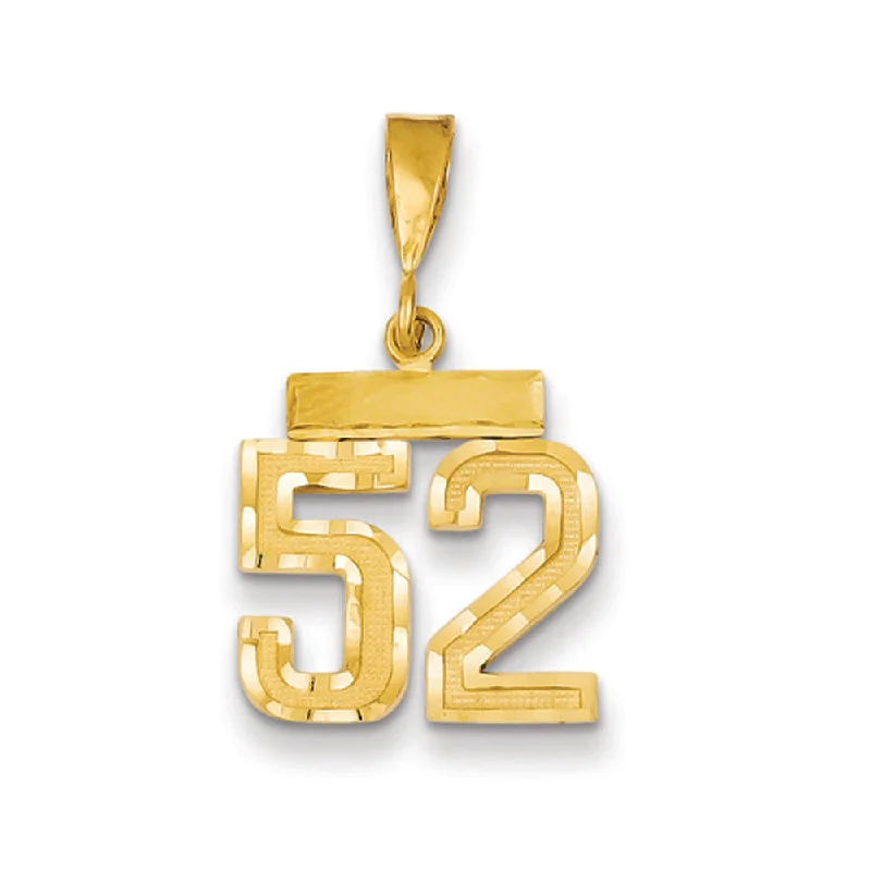 Pendant with a fingerprint - engraved design for a personalized touch 14k Yellow Gold, Varsity Collection, Small D/C Pendant Number 52 Pendant with a fingerprint - engraved design for a personalized touch 14k Yellow Gold, Varsity Collection, Small D/C Pendant Number 52