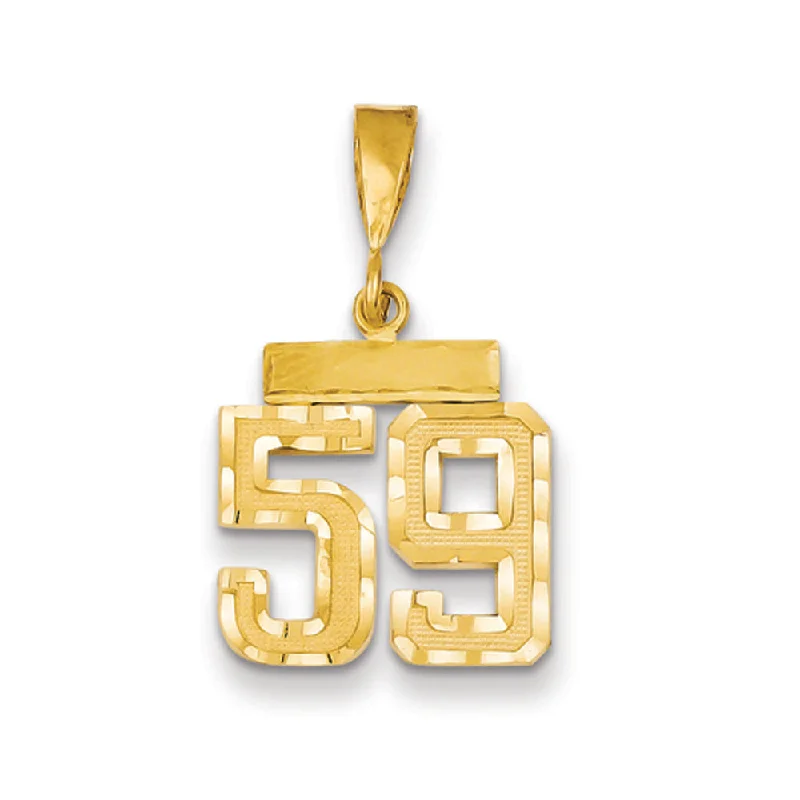 Crystal - encrusted pendants for a glamorous and sparkly effect 14k Yellow Gold, Varsity Collection, Small D/C Pendant Number 59 Crystal - encrusted pendants for a glamorous and sparkly effect 14k Yellow Gold, Varsity Collection, Small D/C Pendant Number 59