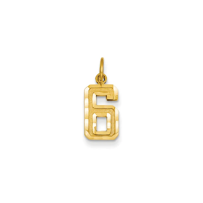 Jade pendants, symbolizing luck and prosperity in Asian cultures 14k Yellow Gold, Varsity Collection, Small D/C Pendant Number 6 Jade pendants, symbolizing luck and prosperity in Asian cultures 14k Yellow Gold, Varsity Collection, Small D/C Pendant Number 6