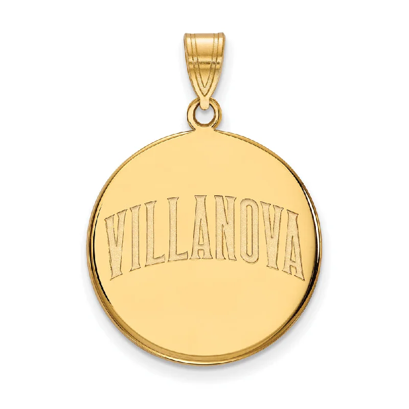 Guitar - pick pendants for guitar enthusiasts​ 14k Yellow Gold Villanova U. Large Script Disc Pendant