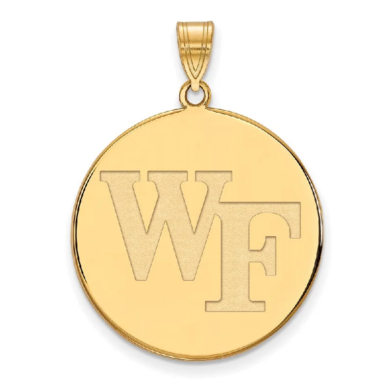 Wine - glass pendants for wine connoisseurs 14k Yellow Gold Wake Forest U. XL 'WF' Disc Pendant Wine - glass pendants for wine connoisseurs 14k Yellow Gold Wake Forest U. XL 'WF' Disc Pendant