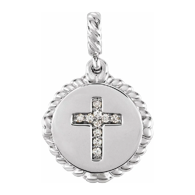 Animal - Shaped Pendants in Sterling Silver14K Yellow or White Gold .04 CTW Diamond Cross Rope Disc Pendant, 13mm Animal - Shaped Pendants in Sterling Silver14K Yellow or White Gold .04 CTW Diamond Cross Rope Disc Pendant, 13mm