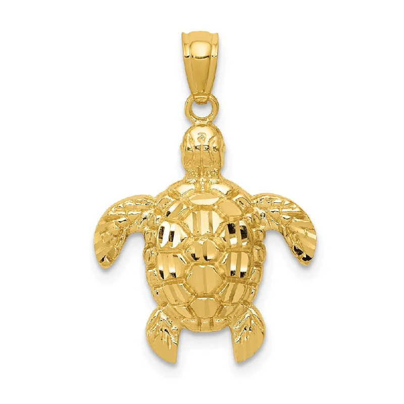 Animal - Shaped Pendants in Sterling Silver14k Yellow or White Gold Diamond-Cut Sea Turtle Pendant, 17 x 24mm Animal - Shaped Pendants in Sterling Silver14k Yellow or White Gold Diamond-Cut Sea Turtle Pendant, 17 x 24mm