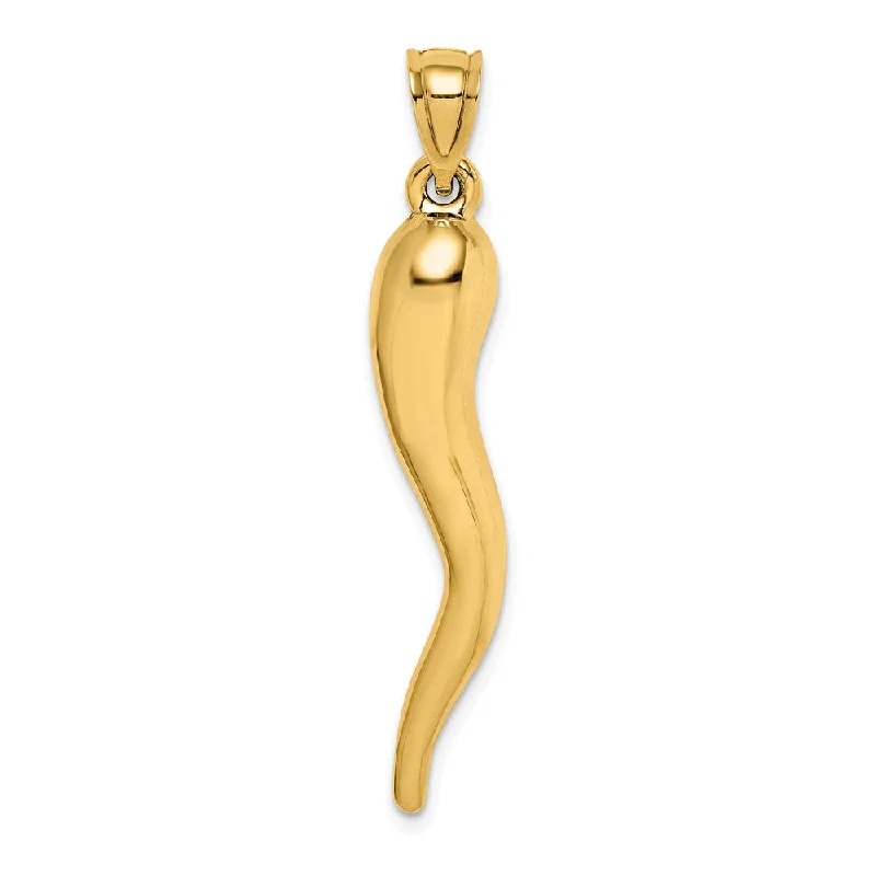 Initial Letter Pendants for a Personalized Touch14k Yellow or White Gold Large Hollow Italian Horn Pendant, 7 x 42mm Initial Letter Pendants for a Personalized Touch14k Yellow or White Gold Large Hollow Italian Horn Pendant, 7 x 42mm