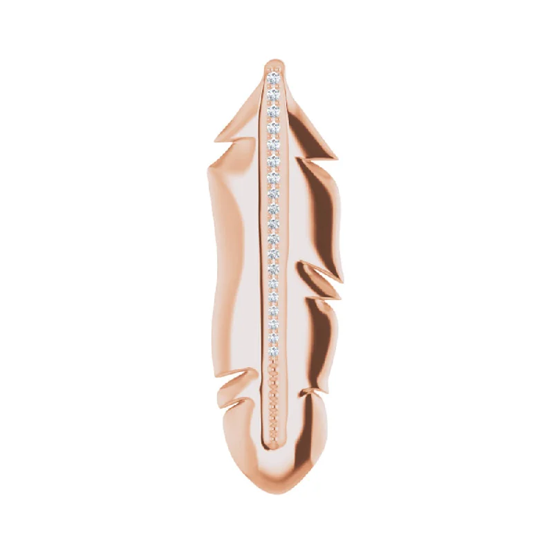 Charm Pendants with Multiple Small Decorative Elements14K Yellow, White or Rose Gold .06 CTW Diamond Feather Pendant, 32mm Charm Pendants with Multiple Small Decorative Elements14K Yellow, White or Rose Gold .06 CTW Diamond Feather Pendant, 32mm