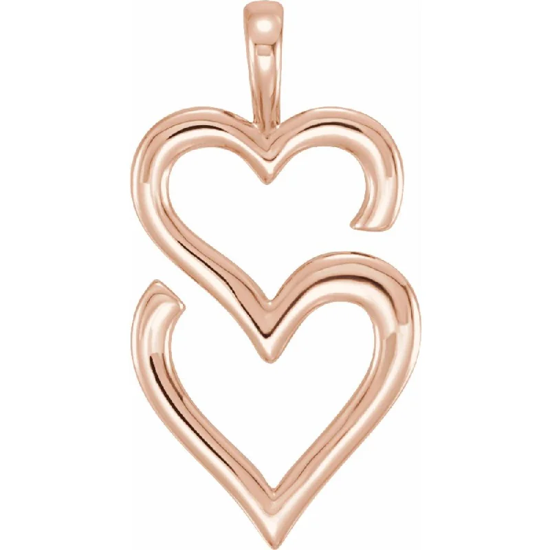 Charm Pendants with Multiple Small Decorative Elements14k Yellow, White or Rose Gold Double Heart Pendant, 13 x 25mm Charm Pendants with Multiple Small Decorative Elements14k Yellow, White or Rose Gold Double Heart Pendant, 13 x 25mm