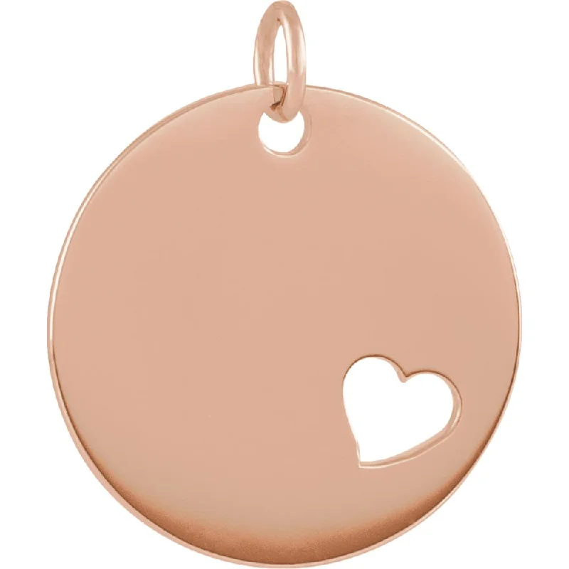 Gemstone - Encrusted Pendants with a Sparkling Centerpiece14k Yellow, White or Rose Gold Pierced Heart Disc Charm Pendant, 15mm Gemstone - Encrusted Pendants with a Sparkling Centerpiece14k Yellow, White or Rose Gold Pierced Heart Disc Charm Pendant, 15mm