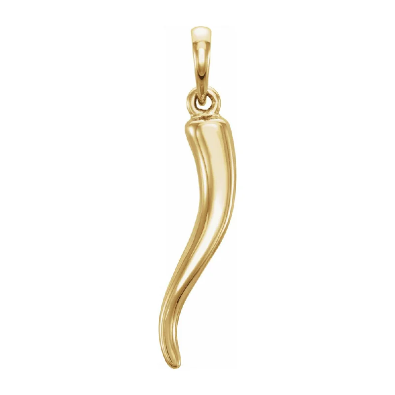 Animal - Shaped Pendants in Sterling Silver14K Yellow, White or Rose Gold Solid 3D Italian Horn Pendant 2.8x19mm Animal - Shaped Pendants in Sterling Silver14K Yellow, White or Rose Gold Solid 3D Italian Horn Pendant 2.8x19mm