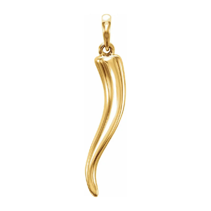 Animal - Shaped Pendants in Sterling Silver14K Yellow, White or Rose Gold Solid 3D Italian Horn Pendant 5.25x26mm Animal - Shaped Pendants in Sterling Silver14K Yellow, White or Rose Gold Solid 3D Italian Horn Pendant 5.25x26mm