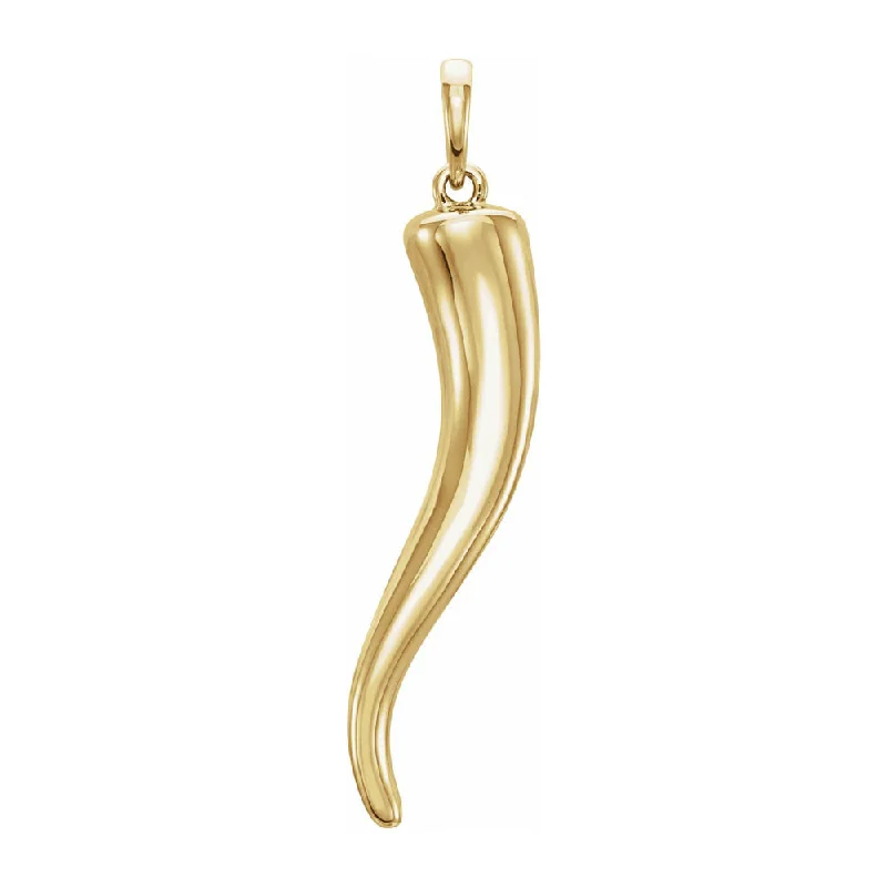 Initial Letter Pendants for a Personalized Touch14K Yellow, White or Rose Gold Solid 3D Italian Horn Pendant, 6 x 32mm Initial Letter Pendants for a Personalized Touch14K Yellow, White or Rose Gold Solid 3D Italian Horn Pendant, 6 x 32mm