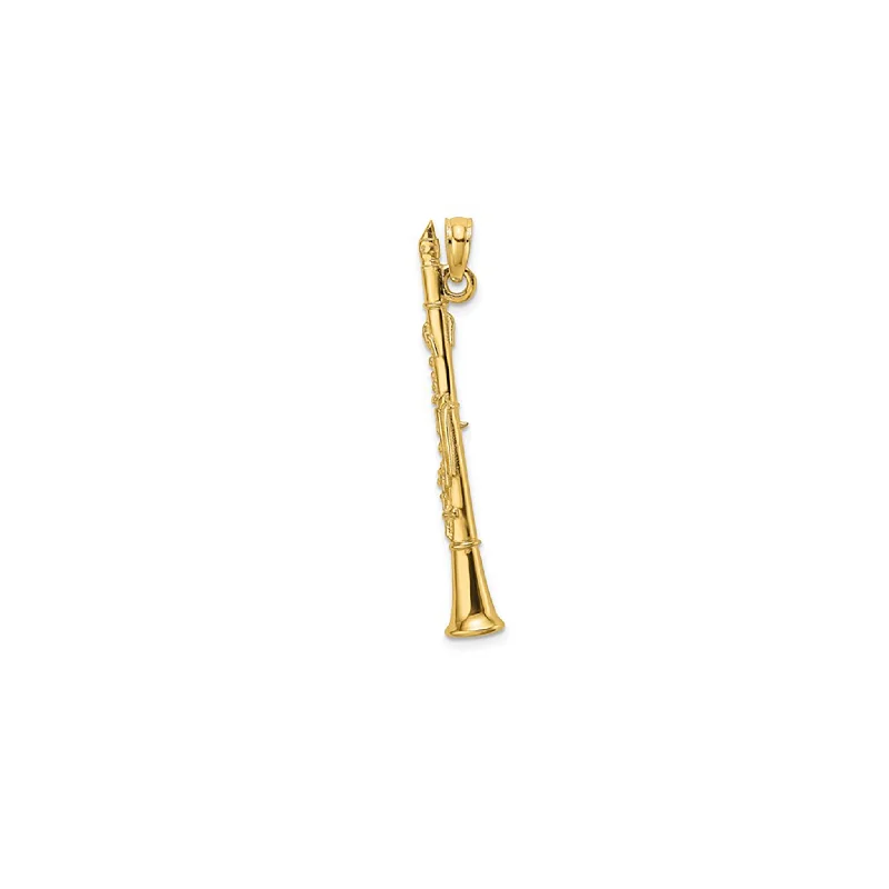 Gemstone - Encrusted Pendants with a Sparkling Centerpiece3-D Glossy Clarinet Pendant (14K) Gemstone - Encrusted Pendants with a Sparkling Centerpiece3-D Glossy Clarinet Pendant (14K)