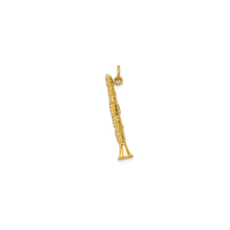 Gemstone - Encrusted Pendants with a Sparkling Centerpiece3-D Textured Clarinet Pendant (14K) Gemstone - Encrusted Pendants with a Sparkling Centerpiece3-D Textured Clarinet Pendant (14K)