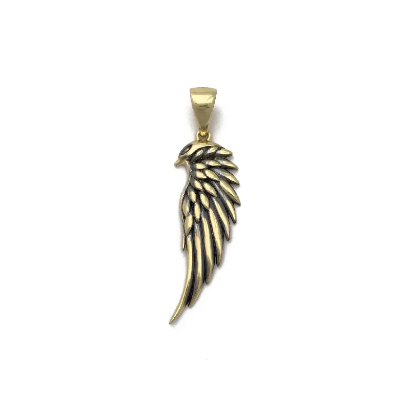 Emerald - set pendants with a rich, green hue​ Angel Wing Antique-Finish Pendant (14K)