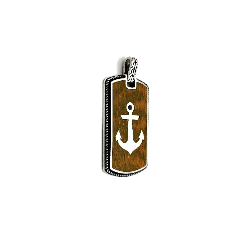 Pendants with a name or initials engraved for custom jewelry Antique-Finish Silver & Mahogany Anchor Dog Tag Pendant Pendants with a name or initials engraved for custom jewelry Antique-Finish Silver & Mahogany Anchor Dog Tag Pendant