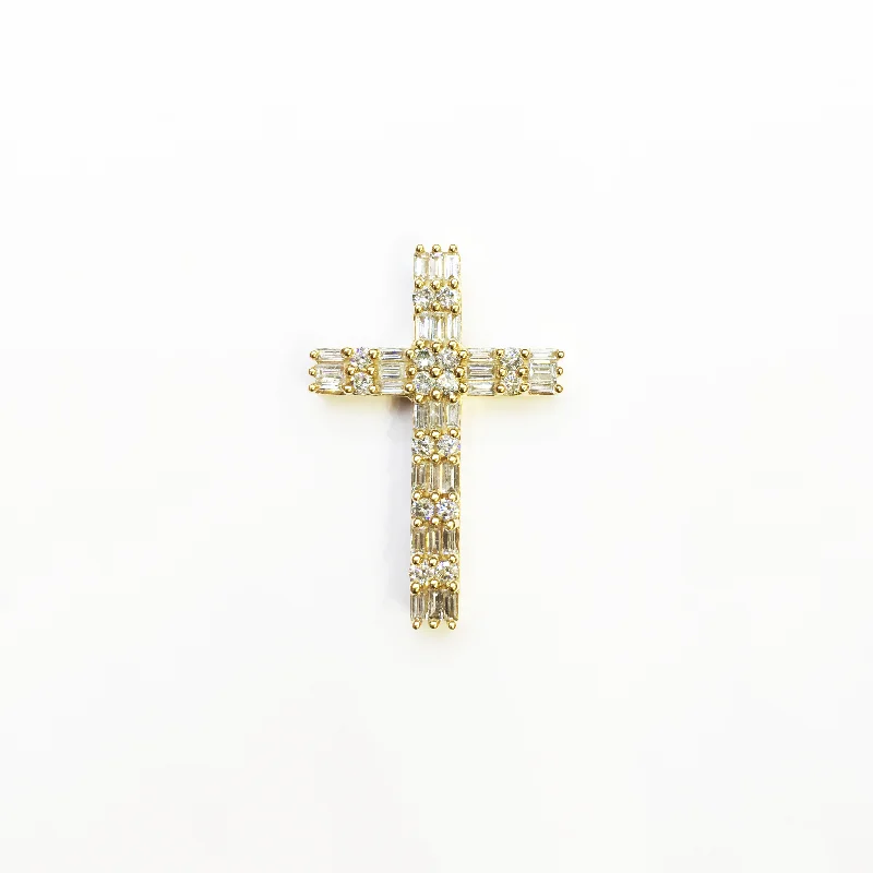 Heart - locket pendants with space to hold photos​ Baguette and Round Diamond Cross Pendant (14K)