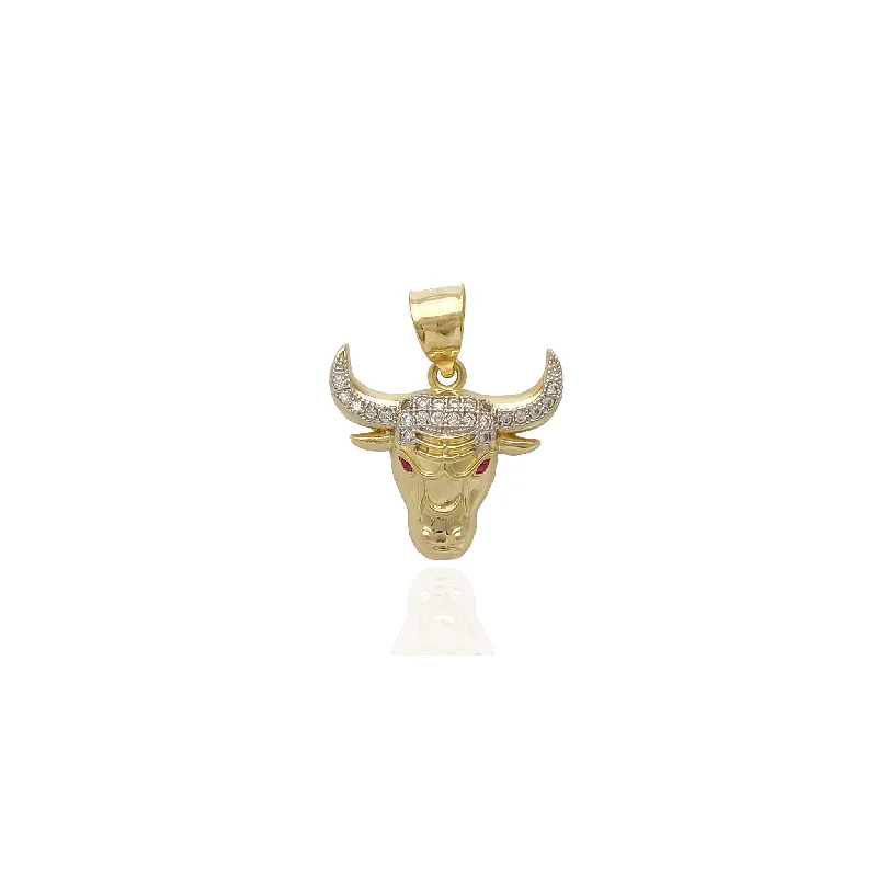 Pendants with a name or initials engraved for custom jewelry​ Bull Head CZ Pendant (14K)