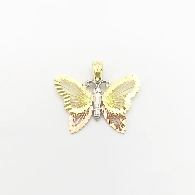 Beer - mug pendants for beer lovers​ Butterfly Tricolor Diamond Cut Pendant (14K)