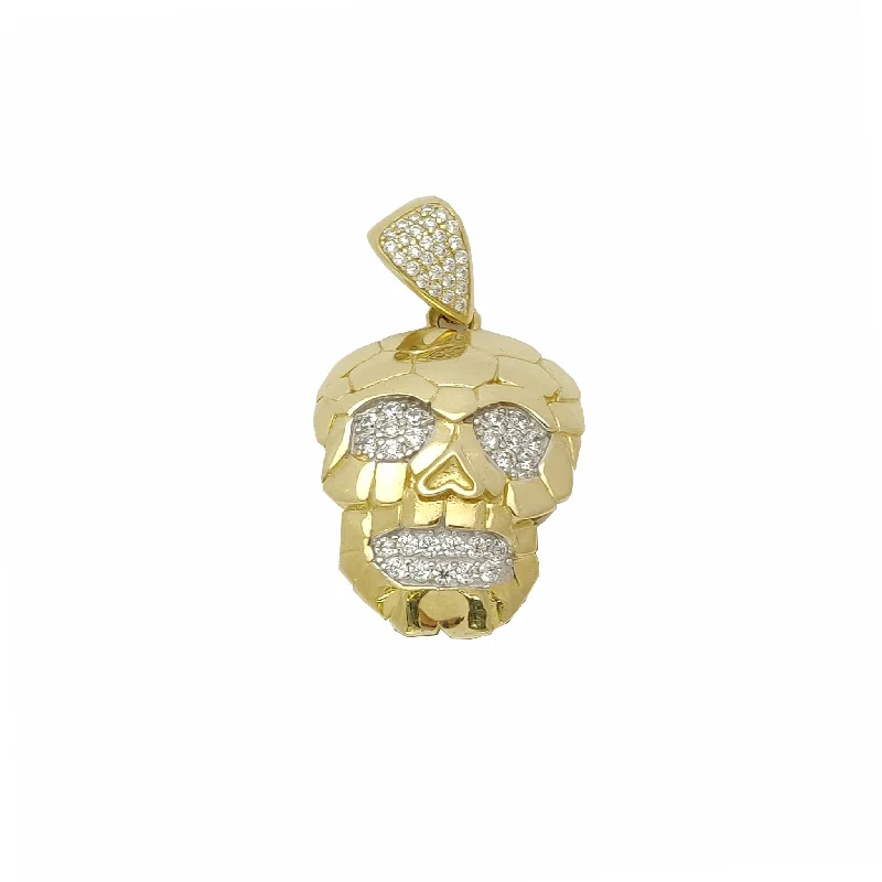 Guitar - pick pendants for guitar enthusiasts​ Carved Skull CZ Pendant (14K).