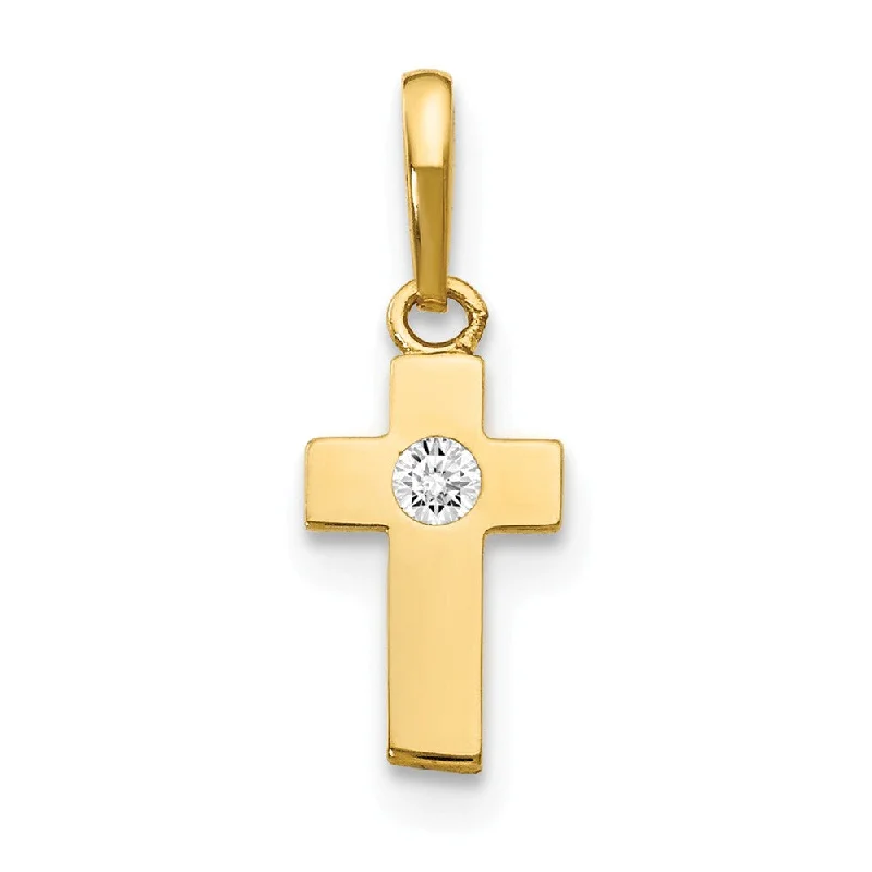 Charm Pendants with Multiple Small Decorative ElementsChildren's 14k Yellow Gold & Cubic Zirconia Tiny Cross Pendant Charm Pendants with Multiple Small Decorative ElementsChildren's 14k Yellow Gold & Cubic Zirconia Tiny Cross Pendant
