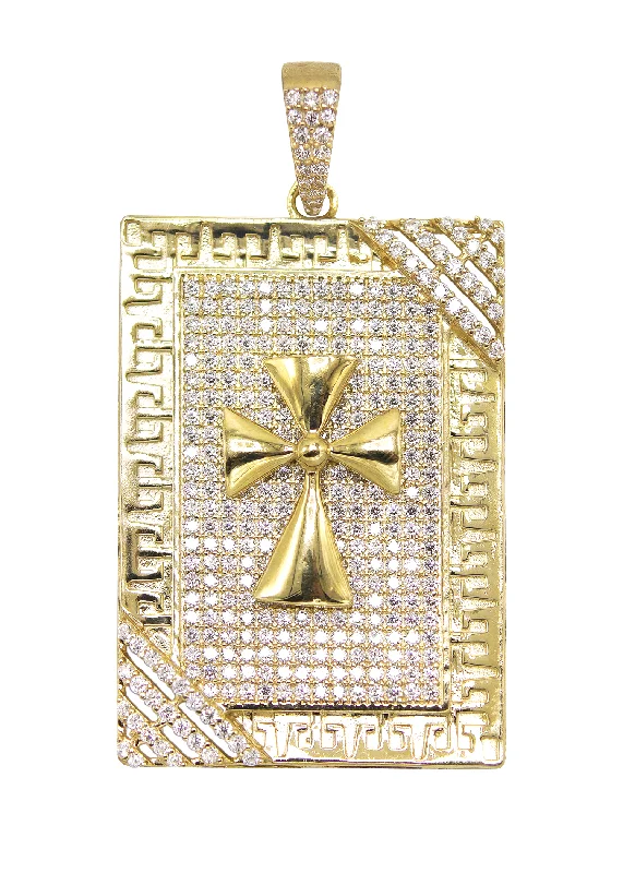 Religious Pendants with Cross or Star of David Designs10K Gold  Dog Tag Pendant
