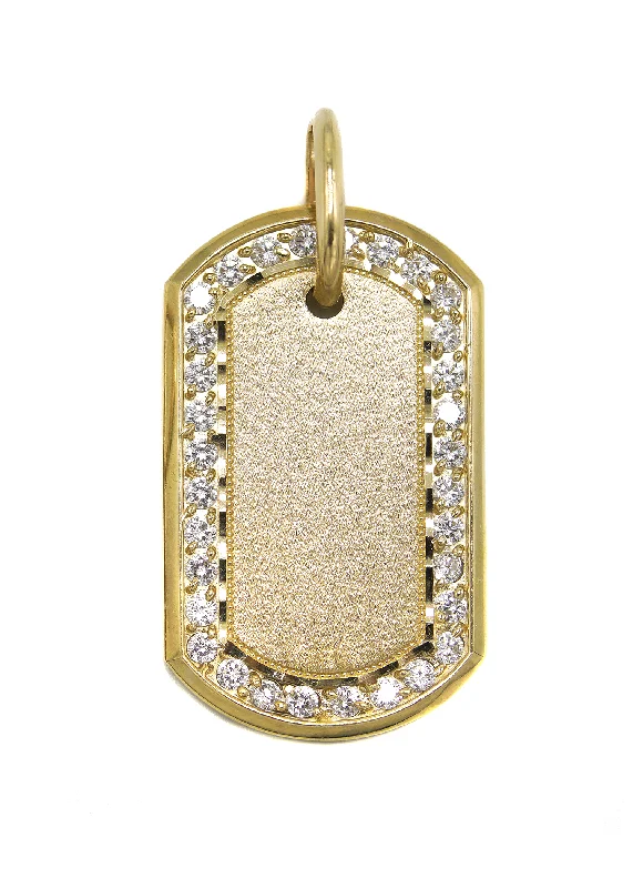 Gemstone - Encrusted Pendants with a Sparkling Centerpiece10K Gold Dog Tag Pendant | Customizable Size Gemstone - Encrusted Pendants with a Sparkling Centerpiece10K Gold Dog Tag Pendant | Customizable Size