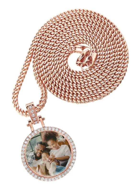 Gemstone - Encrusted Pendants with a Sparkling CenterpieceDiamond 10K/14K Rose Gold Small Round Picture Pendant Necklace | Appx. 0.50 Carat Gemstone - Encrusted Pendants with a Sparkling CenterpieceDiamond 10K/14K Rose Gold Small Round Picture Pendant Necklace | Appx. 0.50 Carat