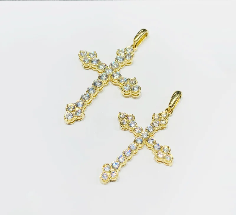 Pendant with a hidden compartment to store small keepsakes​ Cross of Lazarus CZ Pendant (14K).