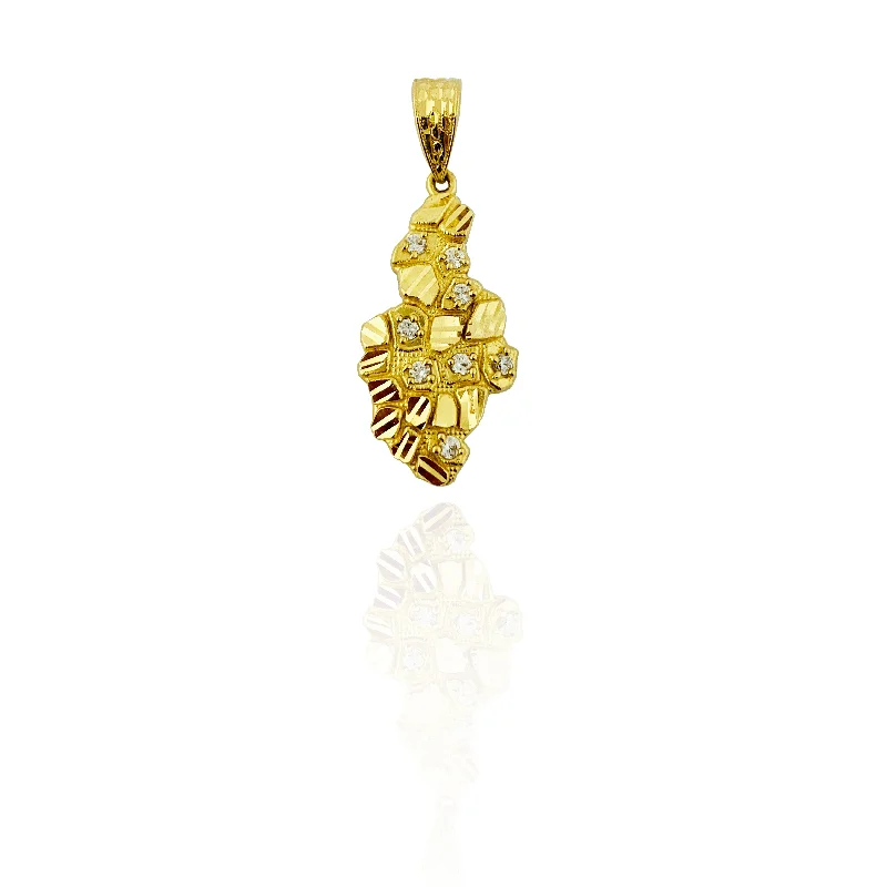 Pendant with a hidden compartment to store small keepsakes Diamond Cut Nugget CZ Pendant (14K) Pendant with a hidden compartment to store small keepsakes Diamond Cut Nugget CZ Pendant (14K)