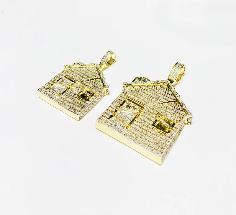 Heart - locket pendants with space to hold photos​ Diamond Trap-House Pendant (14K).