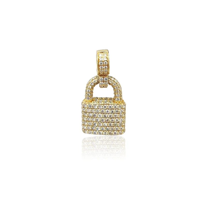 Pendant with a tassel for a bohemian and trendy style Pavé Set Diamond Padlock Pendant (14K) Pendant with a tassel for a bohemian and trendy style Pavé Set Diamond Padlock Pendant (14K)