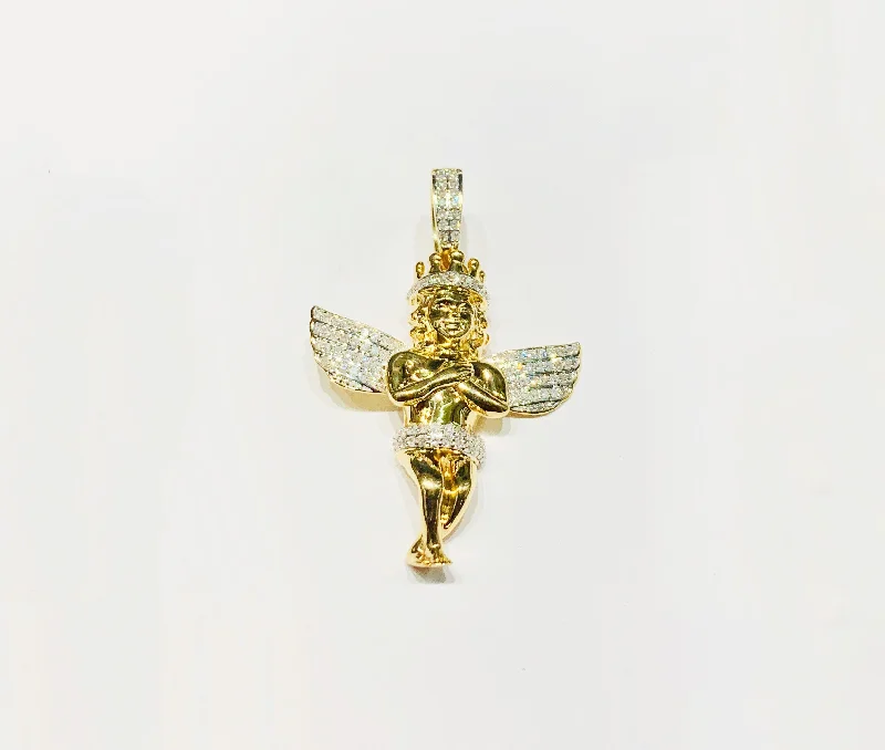 Rose gold pendants with heart - shaped designs for a romantic touch​ Diamond little angel Pendant (14K).